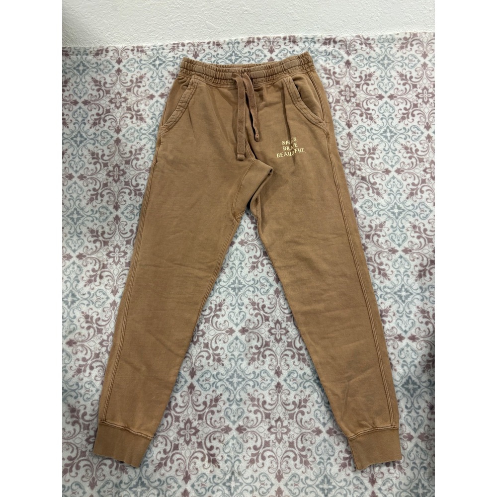 Lane Seven Smart Brave Beautiful Brown Cotton Joggers Sweatpants Small